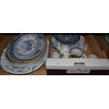 A group of 19th century and later ceramics including blue and white meat plates etc together with