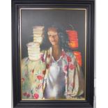 After Robert Lenkiewicz (1941-2002) ''Anna with Paper Lanterns'' Giclee on canvas, 82cm by 58cm Sold