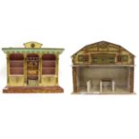 Early 20th Century Toy Stable, with four stalls, hayrack, decorated with coloured printed paper to