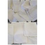 Assorted White Damask Linen Table Cloths and Napkins, various sizes (two boxes)