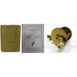 19th Century Brass Fishing Reel Stamped Ettingsall 1.75'', 4.5cm diameter together with A Book Of