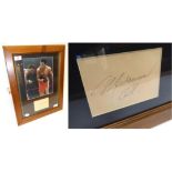 Muhammad Ali Autograph on card mounted with photograph in glazes frame