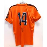 Johan Cruyff Signed Netherlands No.14 Retro Shirt; with Prestige Certificate of Authenticity