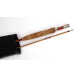 A Chas Burns 2pce 7ft 6in Split Cane 'The Seven' Fly Rod, with red whipping, in rod bag