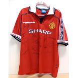 Manchester United Treble Winners 1998-99 Signed Shirt signed by Curtis, May, Giggs, P Neville, Stam,