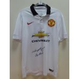 Wayne Rooney And Bobby Charlton Signed Manchester United Shirt white; with Prestige Certificate of