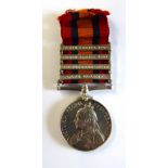 A Queen's South Africa Medal, with four clasps CAPE COLONY, ORANGE FREE STATE, SOUTH AFRICA 1901 and