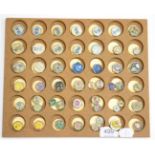 A Collection of Fifty Chinese Porcelain Gaming Tokens, polychrome and blue and white, hexagonal,