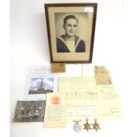 A Second World War Naval Casualty Group of Three Medals, to Petty Officer Francis Joseph George