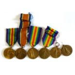 Six Single Victory Medals, to 172470.A. G.W.MOORE. D.H. R.N.R.; 240184 CPL.A.E.CASH. LINC.R.; K.