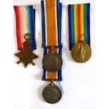 A First World War Family Medal Group, comprising 1914 Star, British War Medal and Victory Medal to