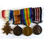 A First World War MM Group of Four Medals, awarded to 72345 SAPR. (later CPL) W.L.HAITHWAITE, 7/