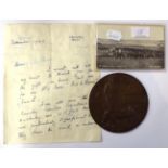 A First World War Memorial Plaque, to ROBERT FLETCHER, also ten First World War related postcards