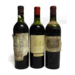 Chateau Latour 1952, Pauillac; Chateau Margaux 1952, Margaux; Chateau Lafite Rothschild 1952,