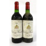 Chateau Musar Gaston Hochar 1979 (x2 (two bottles) U: top shoulder, labels detached when removed