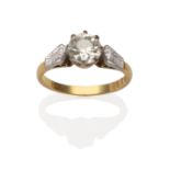 A Diamond Solitaire Ring, the old cut diamond in a white claw setting to eight-cut diamond and