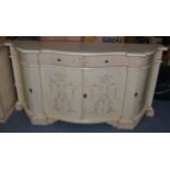 An Italian Style Cream Painted Credenza, of serpentine shaped form, with two frieze drawers above