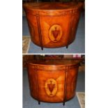 A Pair of George III Style Demi-Lune Commodes, of recent date, attributed to Jonathan Charles, the