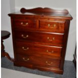 A Reproduction Hardwood Five Drawer Straight Front Chest, of two short over three long drawers,