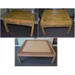 A Chinese Style Coffee Table, of recent date, painted cream and brown, with plate glass top,