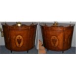 A Pair of Mahogany and Satinwood Commodes, in Adam style, of recent date, attributed to Jonathan