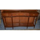 A Burr Walnut and Marquetry Painted Side Table, of recent date, of inverted form, the moulded top