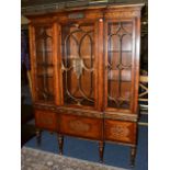 An Italian Style Walnut, Parcel Gilt and Marquetry Decorated Cabinet on Stand, of recent date, the