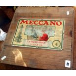 French Meccano Set No 4 in wooden box