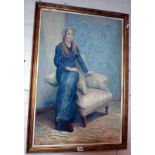 Large impressionistic painting of a lady, signed BEACH