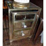 Mirrored three-drawer bedside chest (A/F)