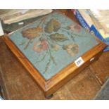 Victorian walnut footstool with beadwork top