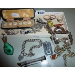 Assorted necklaces, brooches, chains & studs