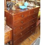 Fine large mid-19th c. mahogany six-drawer chest