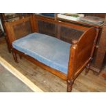 19th c. mahogany bergere window seat on turned legs