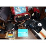 Praktika super TL3, a Fujica ST605 camera, three lenses and other accessories