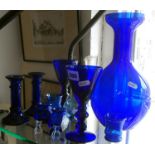 Collection of blue glass items (13)