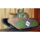 WW2 handmade wooden model of a tank