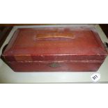 Victorian red leather dispatch box with gilt lettering for the Lord Chief Justice