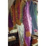 Vintage clothing:- 1980s Patricia Lester silk Fortuny pleated kaftan and vest tops, a Juliet Hone