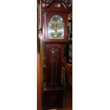 Grandfather longcase clock in cherry wood finish by Smallcombe