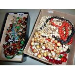 Two trays of costume jewellery necklaces