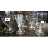 Four Georgian and one Victorian drinking glasses