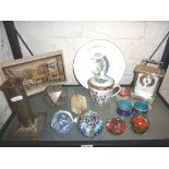 Glass paperweights etc