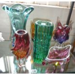 Art glassware:- six Sklo Union pieces, a Rosice Glassworks vase designed by Vladislav Urban, a