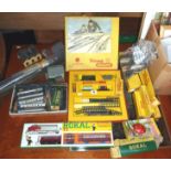 Collection of "TT" gauge model railway items, a Triang boxed set, Rokal omnibus boxed set with other