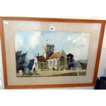 Edward WESSON (1910-1983) watercolour of Dinton Church, Wiltshire, inscribed & dated verso "Edward