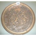 19th c. Italian bronze plaque with classical scene in relief