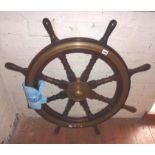 Mahogany & brass Ship's Wheel (A/F)