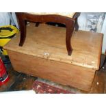 19th c. elm blanket box with internal candle box