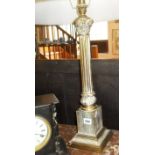 Tall brass Corinthian column table lamp